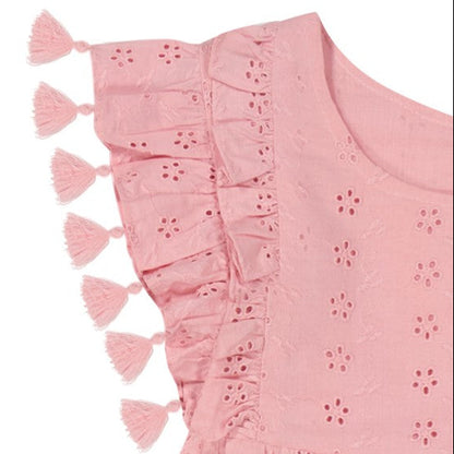 Sophie Tassel Dress- Blush Pink Eyelet