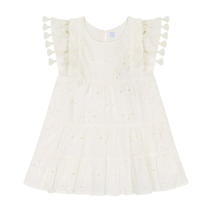 Sophie Tassel Dress- White Eyelet