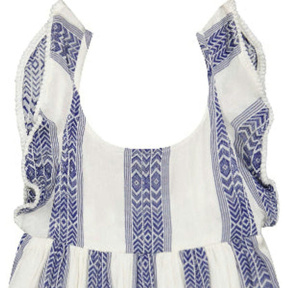 Daphne Flutter Sleeve Dress- Navy Stripe