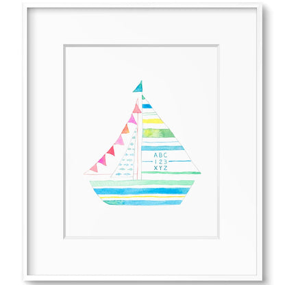 Sailboat: Pink Flags Print