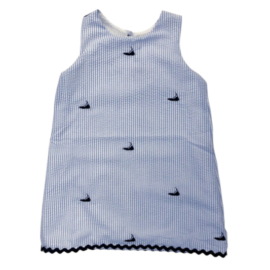 Light Blue Seersucker Dress with Navy Nantuckets