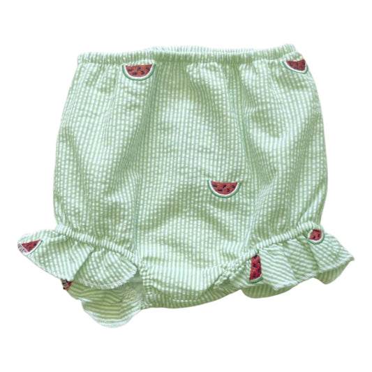 Lime Seersucker Bloomers with Watermelons