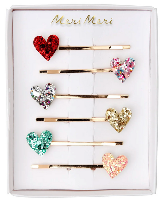 Glitter Heart Hair Slides