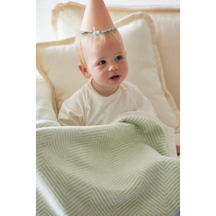 Harborview Herringbone Sprout Green Mini Blanket