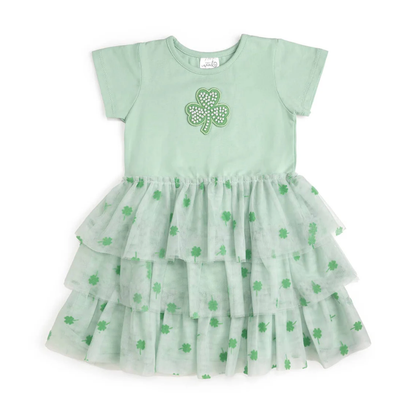 Flocked Shamrock St.Patrick's Day Tutu Dress