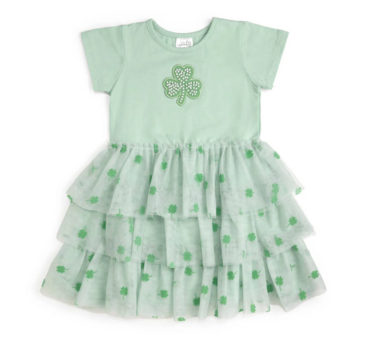 Flocked Shamrock St.Patrick's Day Tutu Dress