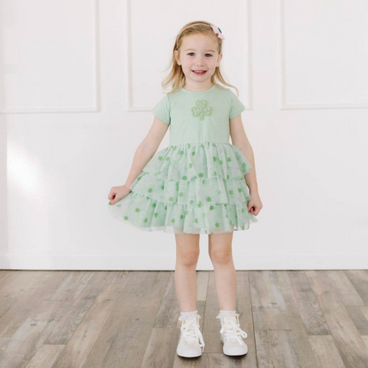 Flocked Shamrock St.Patrick's Day Tutu Dress