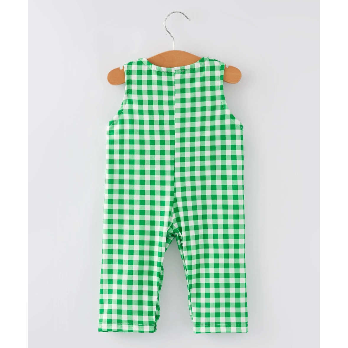 St. Patrick's Day Shamrock Smocking Embroidered Green Plaid Boys' Romper
