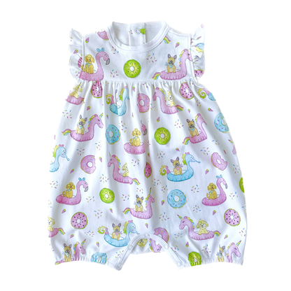 Dog Pool Party Flutter Sleeve Rmoper