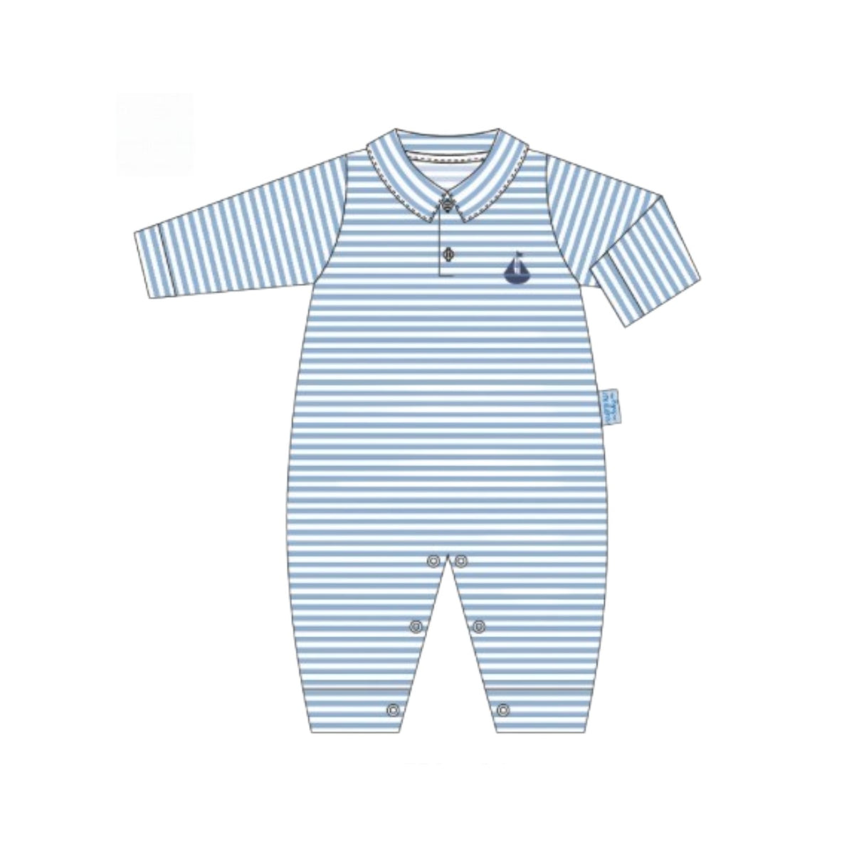 Portside Polo Romper - Ocean Blue Stripe