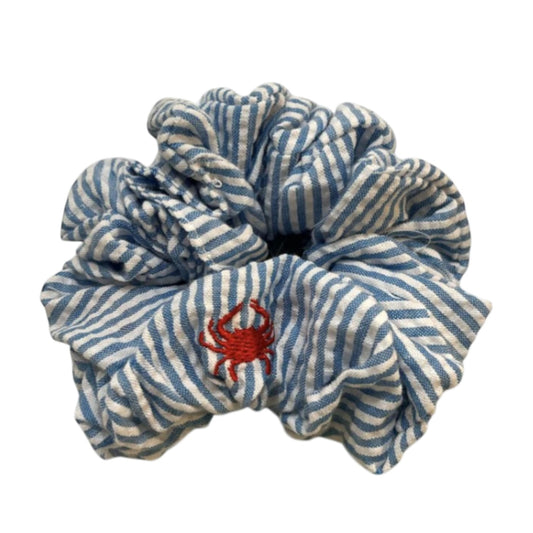 Slate Blue Scrunchie with Red Crab