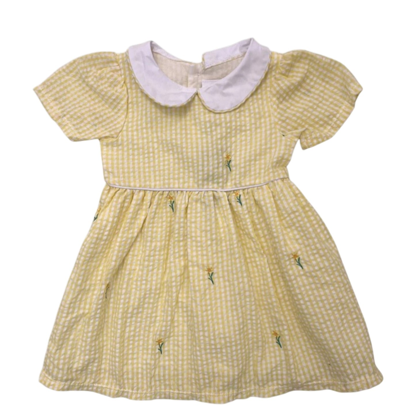 Yellow Gingham Daffodil Dress with Peter Pan Collar
