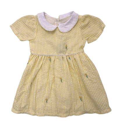 Yellow Gingham Daffodil Dress with Peter Pan Collar