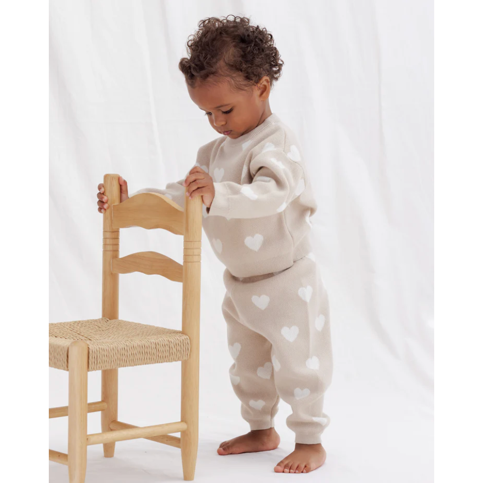 Heart Knit Pants Oat