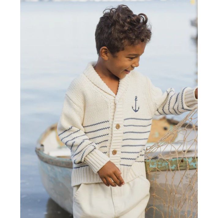 Shawl Cardigan Natural & Marine