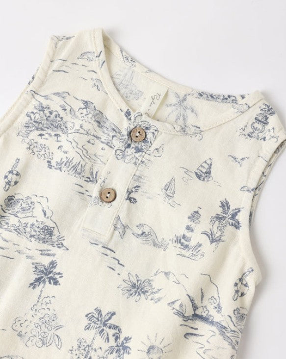 Beau Romper Ocean Toile