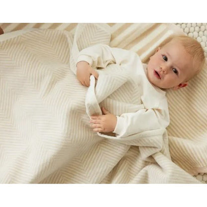 Harborview Herringbone Cream Blanket
