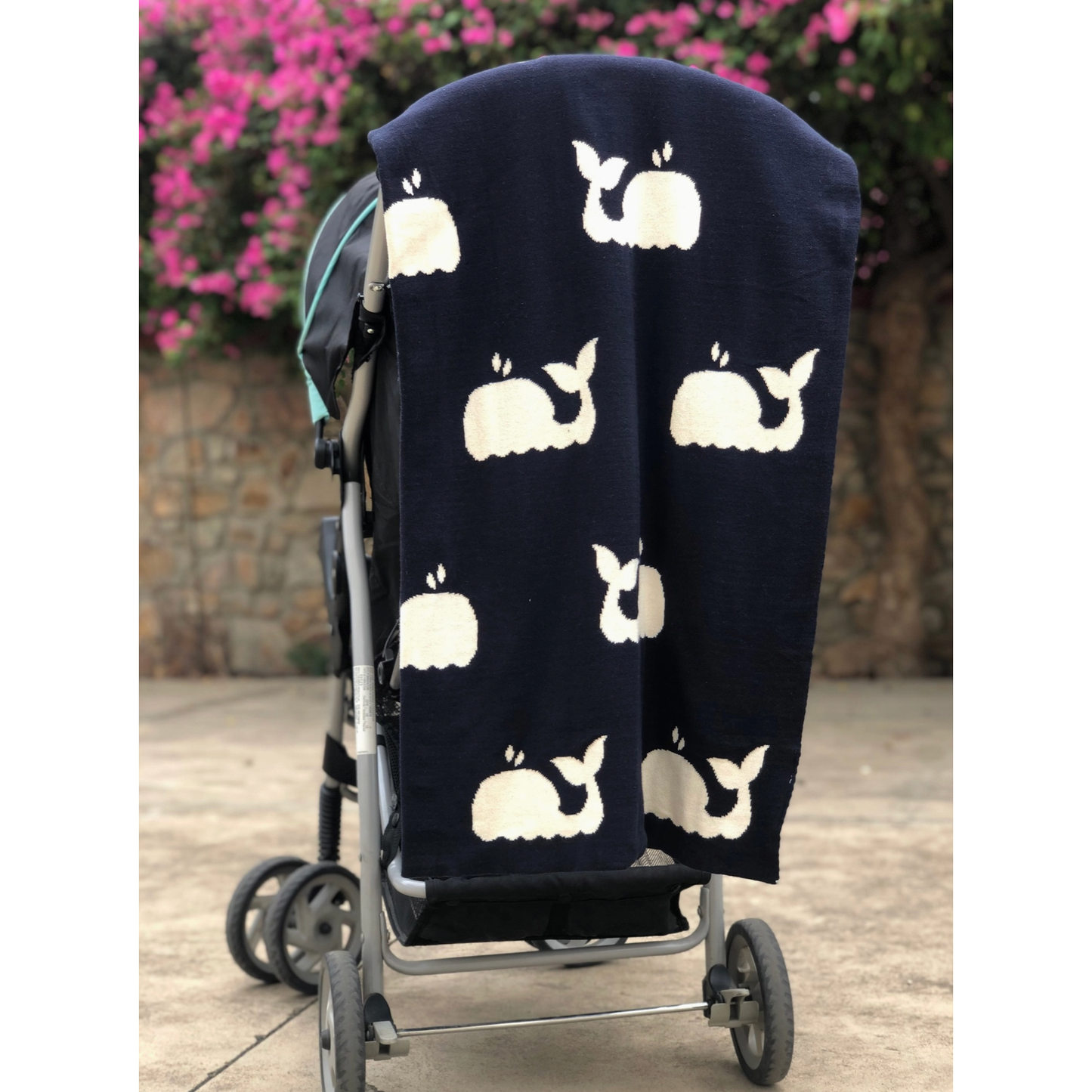 Whale Baby Blanket, Navy