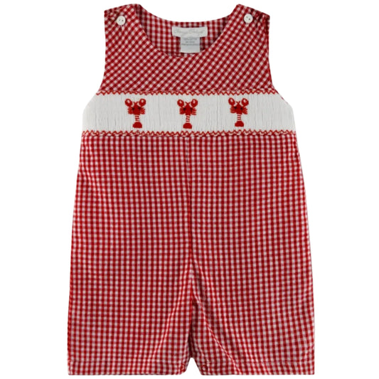 Lobster Seersucker Boy Romper Red