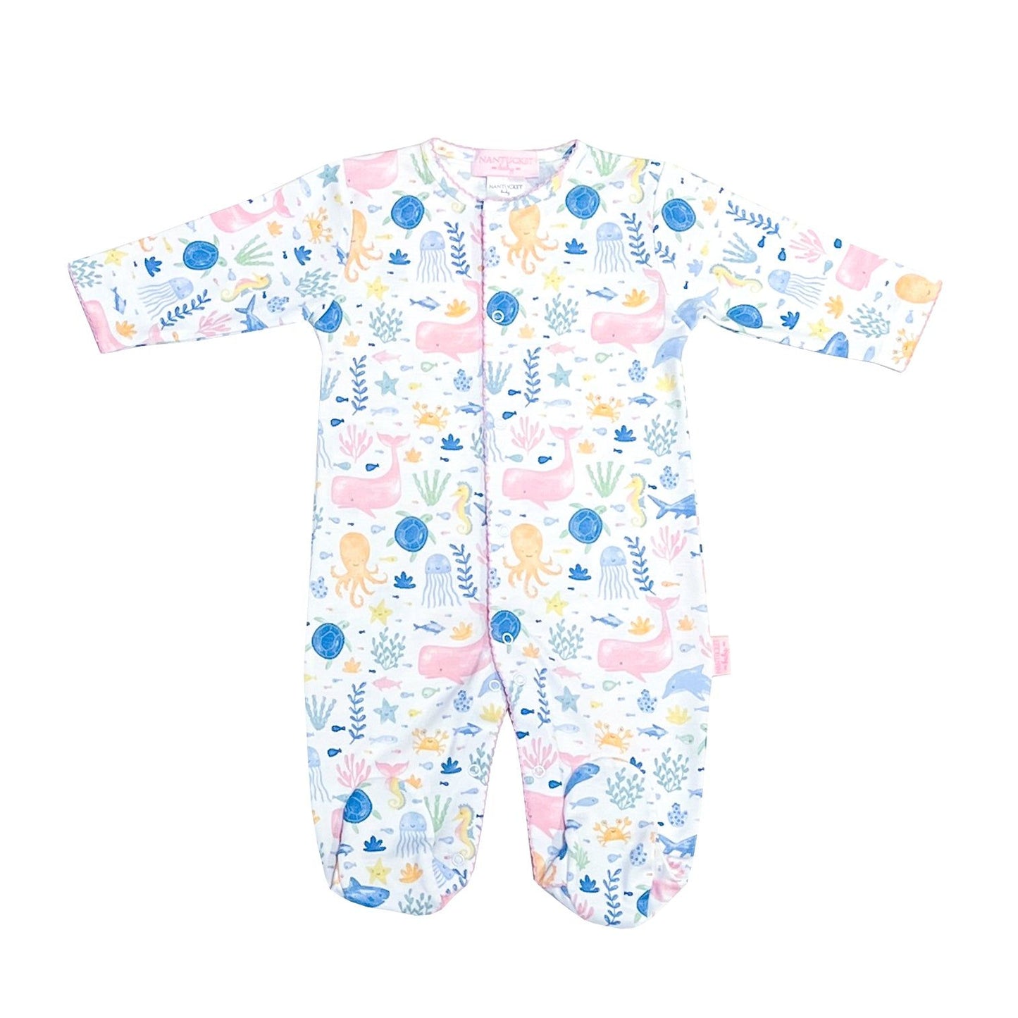 Under The Sea Footed Romper-Pink