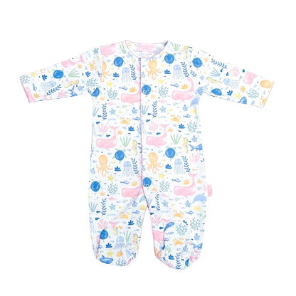 Under The Sea Footed Romper-Pink