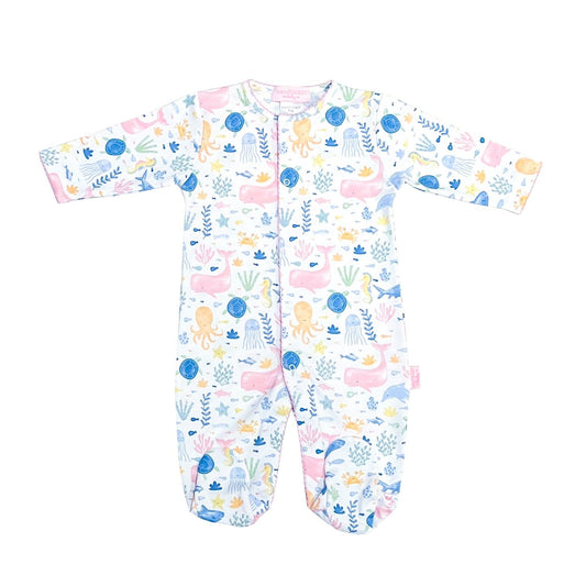 Under The Sea Footed Romper-Pink