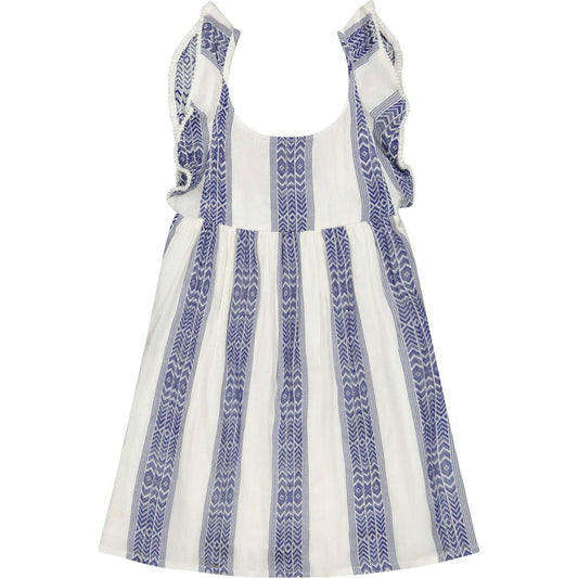 Daphne Flutter Sleeve Dress- Navy Stripe