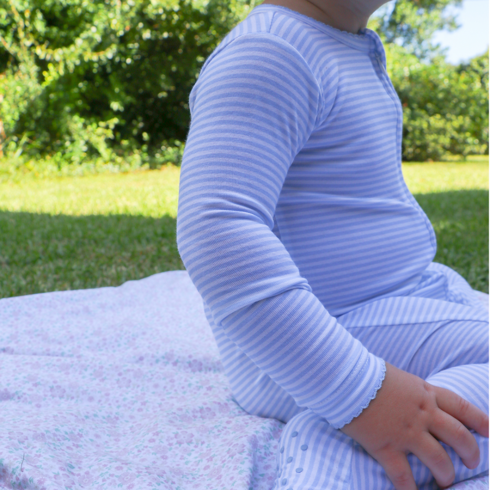 Powder Blue Stripe Footie|12775