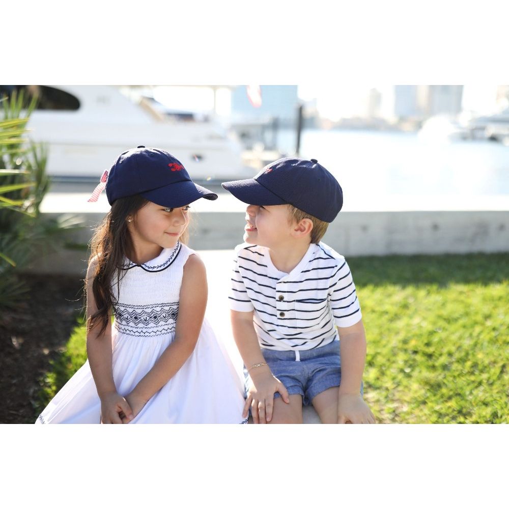 Girls' Lobster Bow Baseball Hat- navy|8092