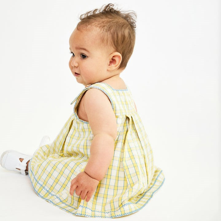Daisy Baby Dress, Yellow Picnic Check|6693