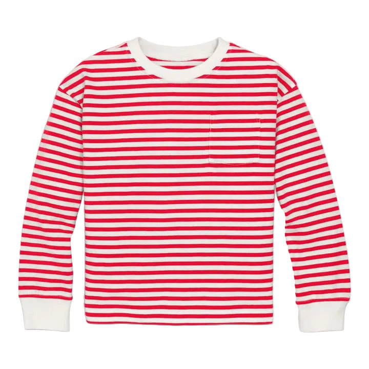 Long Sleeve Easy Stripe Tee | Ivory Lollipop Stripe|5085