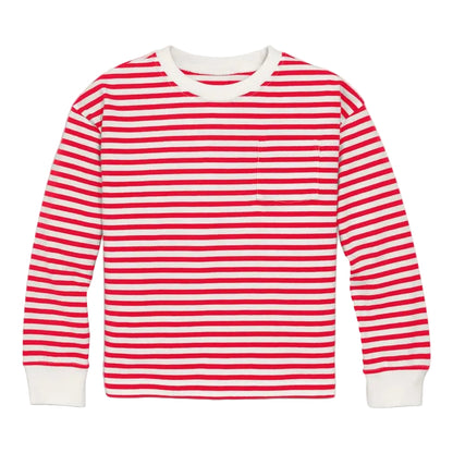 Long Sleeve Easy Stripe Tee | Ivory Lollipop Stripe|5085