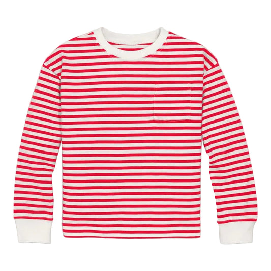 Long Sleeve Easy Stripe Tee | Ivory Lollipop Stripe|5085