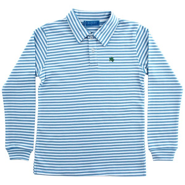 Harry Long Sleeved Striped Blue & White Polo Shirt|5140