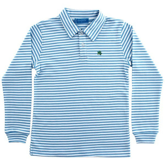 Harry Long Sleeved Striped Blue & White Polo Shirt|5140