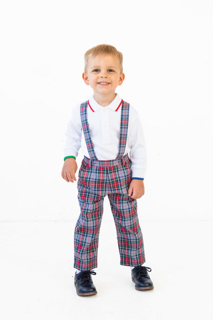 Plaid Pants with Removable Suspenders|12884