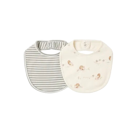 Jersey Snap Bib - Laurel Stripe, Turkey|12368