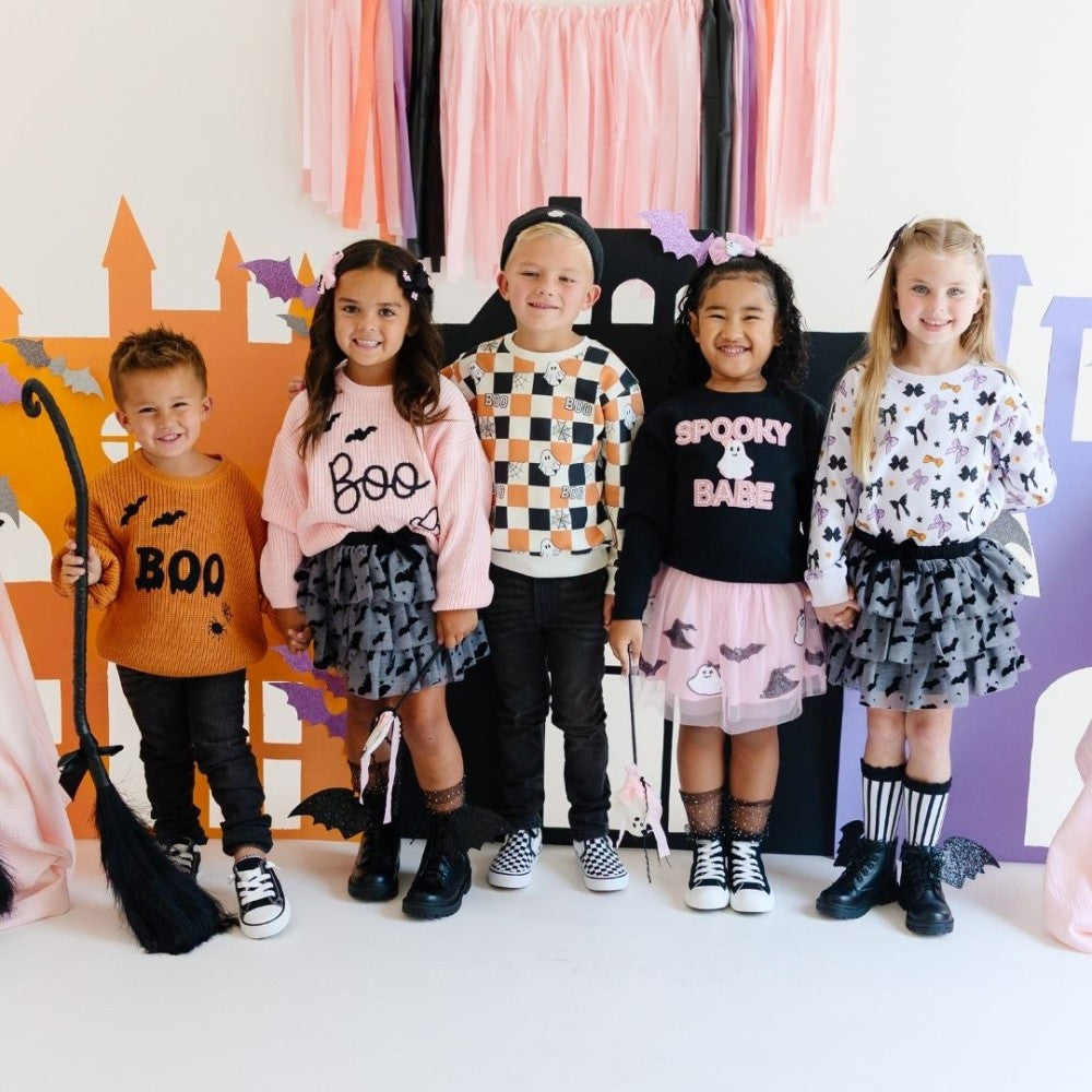 Boo Checkered Halloween Sweatshirt|9692