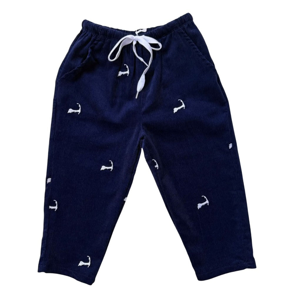 Navy Corduroy Pants with White Cape Cods|10199