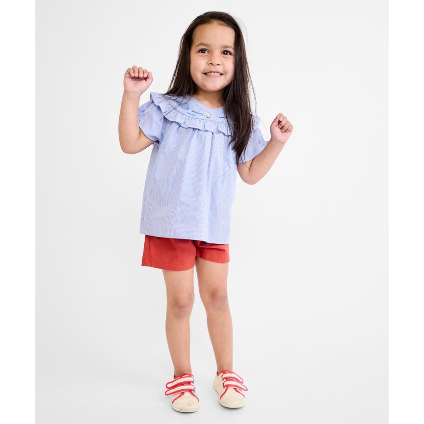 Margo Blouse, Blue Pinstripe|6886