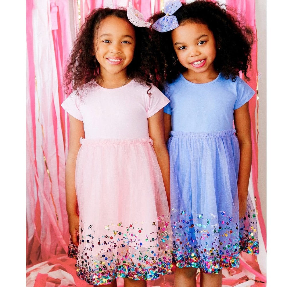 Lavender Confetti Short Sleeve Tutu Dress|9705