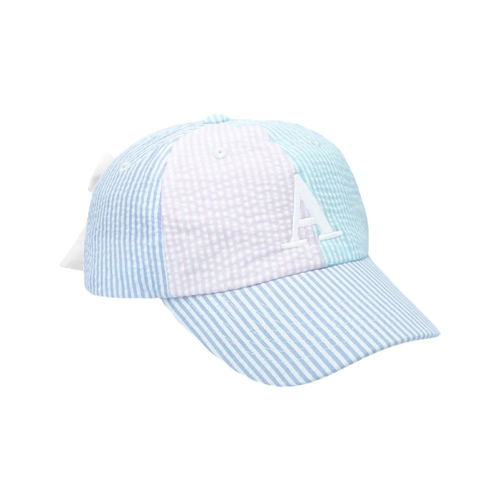 Girls' Multicolor Seersucker Bow Baseball Hat|8097