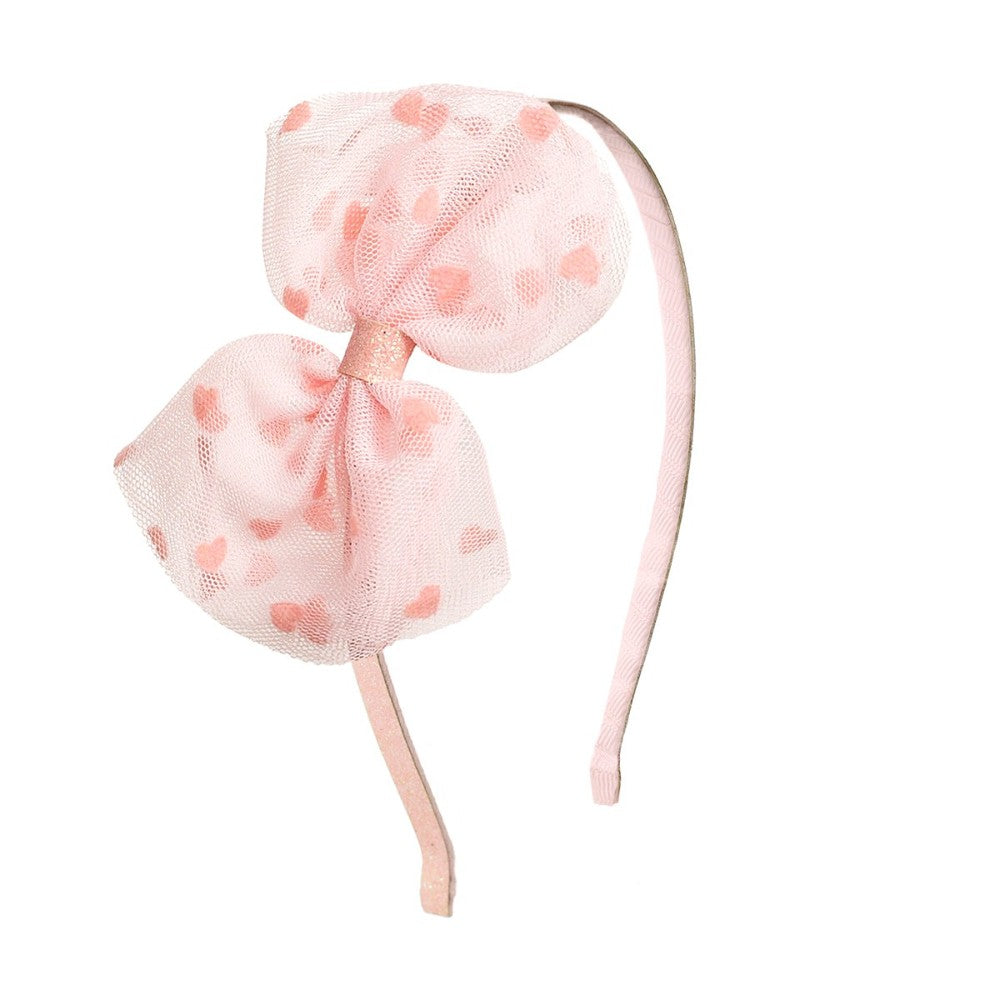 Flocked Heart Valentine's Day Tulle Bow Headband|10634