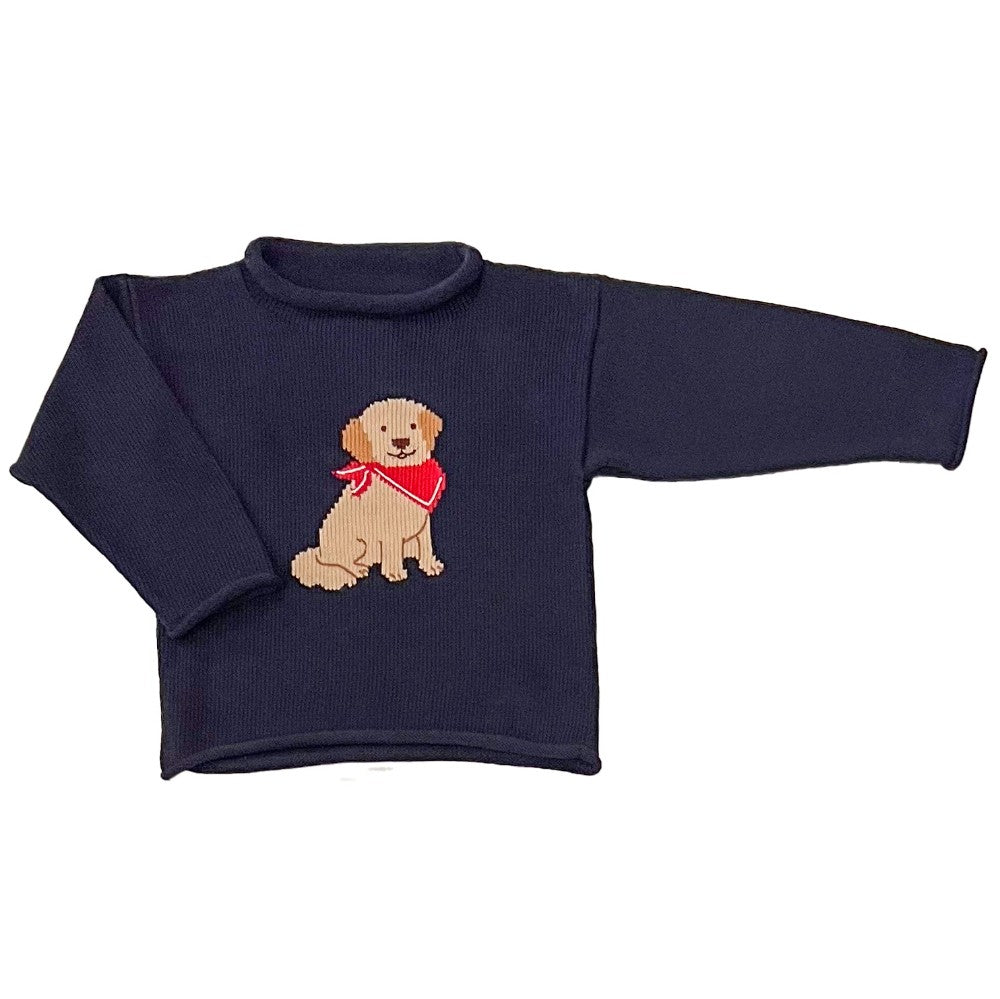 Tuck The Retriever Roll Neck Sweater-Navy|12826