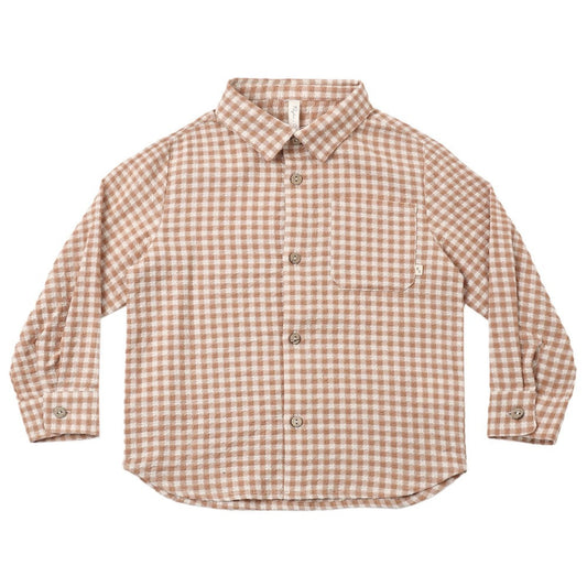 Collared Long Sleeve Shirt Fawn Gingham|11892