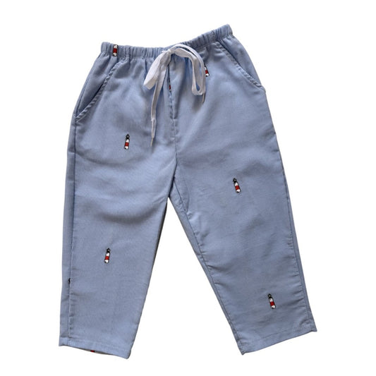 Light Blue Corduroy Pants with Sankaty Lighthouse|10205