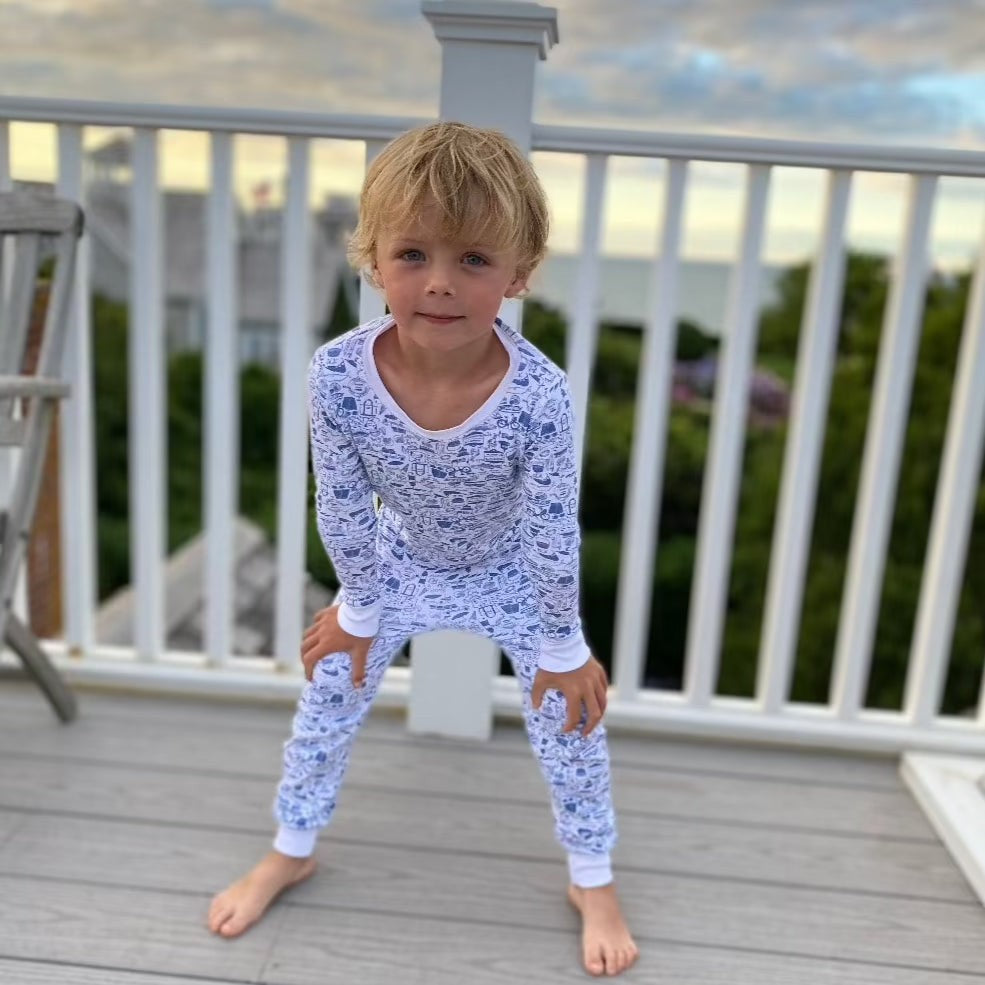 Nantucket Two Piece Kids Pajamas - Sky Blue|7362