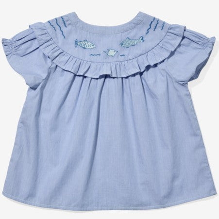 Margo Blouse, Blue Pinstripe|6885