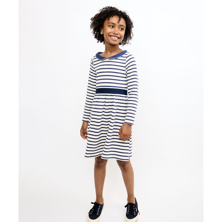 Marie Clare Dress, Navy Stripe|9421