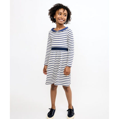 Marie Clare Dress, Navy Stripe|9421